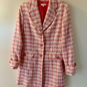Pink and White button up coat